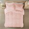 Pink Blush Shaggy Faux Fur Comforter Set Soft Plush Reversible Bedding with Down Alternative Fill